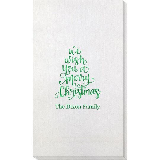 Hand Lettered We Wish You A Merry Christmas Bamboo Luxe Guest Towels
